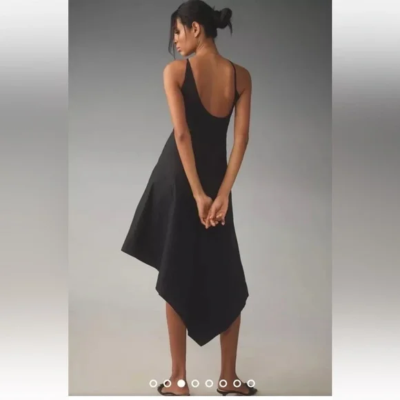 Anthropologie Yukiko Noritake Asymmetrical Floral Midi Dress Black Combo Orange - Picture 3 of 9